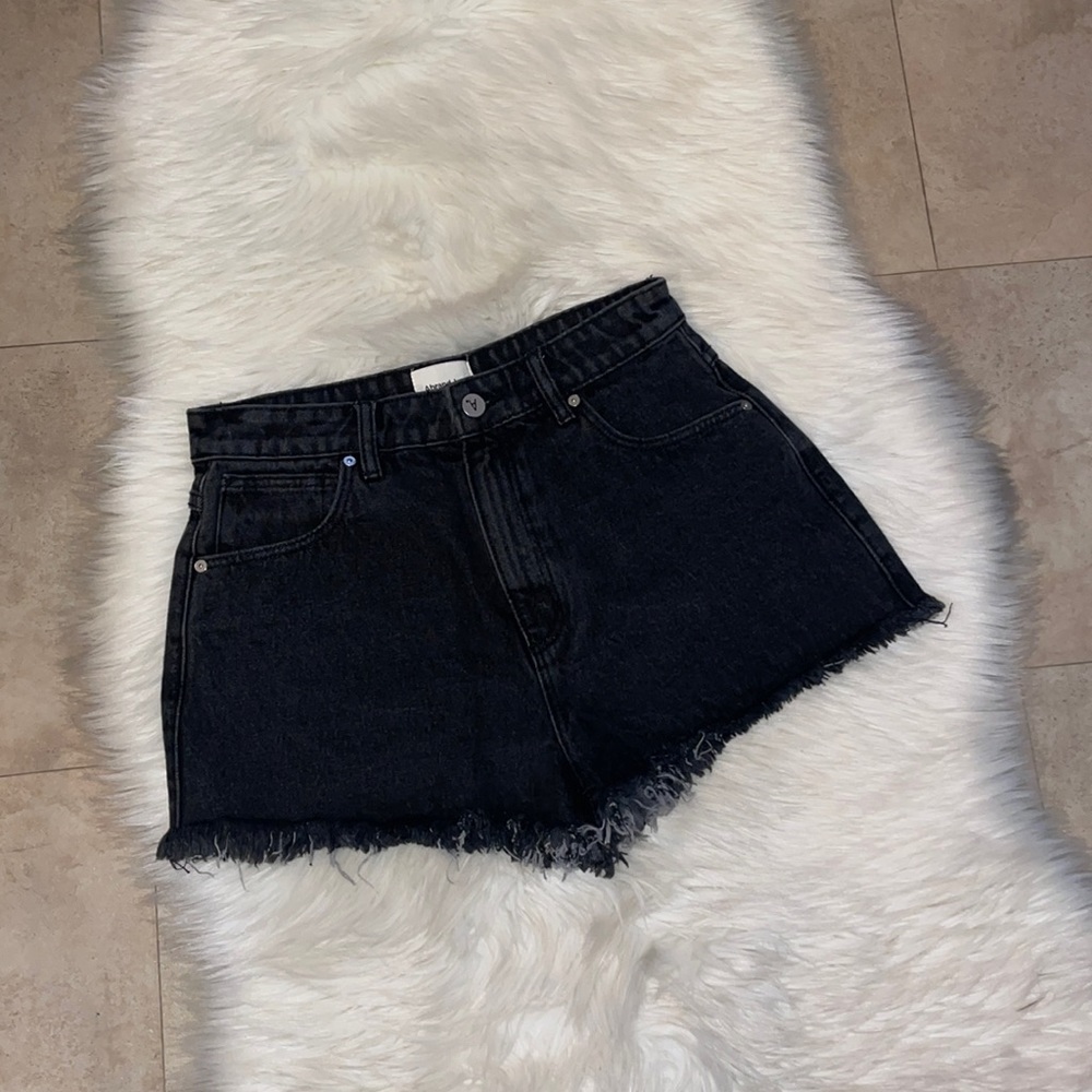 Abrand High Relaxed Raw Hem Denim Shorts